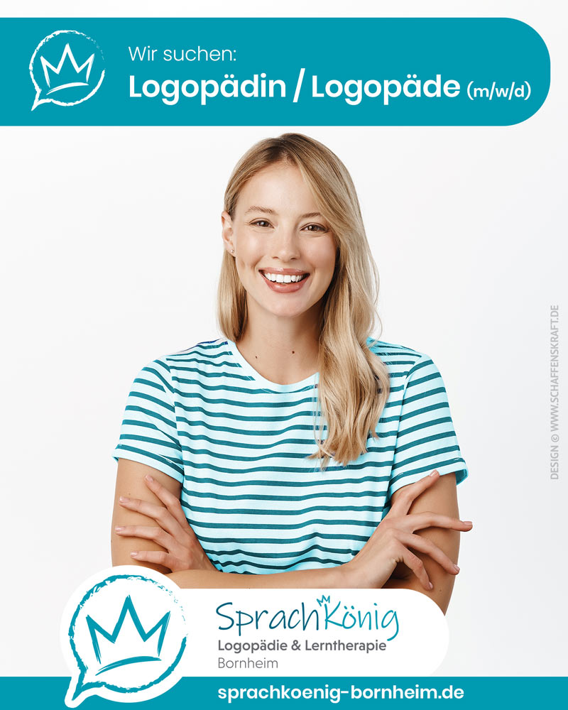 Stellenanzeige Logopädin mit lächelnder Frau